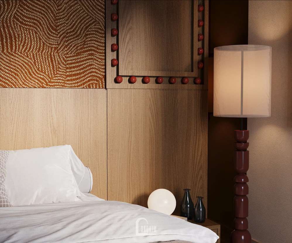 Không gian phòng ngủ Master phong cách Modern Eclectic & Mid-Century tại dự án thiết kế liền kề Lộc Ninh Singashine
